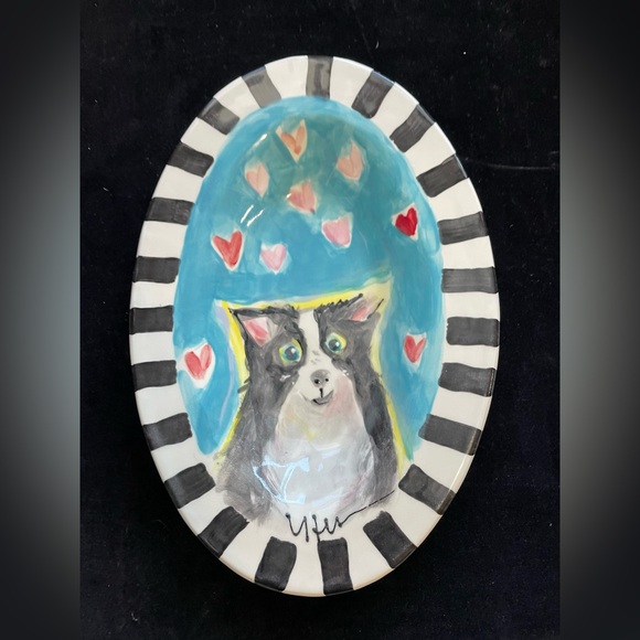 Handmade Ceramic Serving Tray Adorable Dog l11.5” ”x8” Original Design - Picture 2 of 8